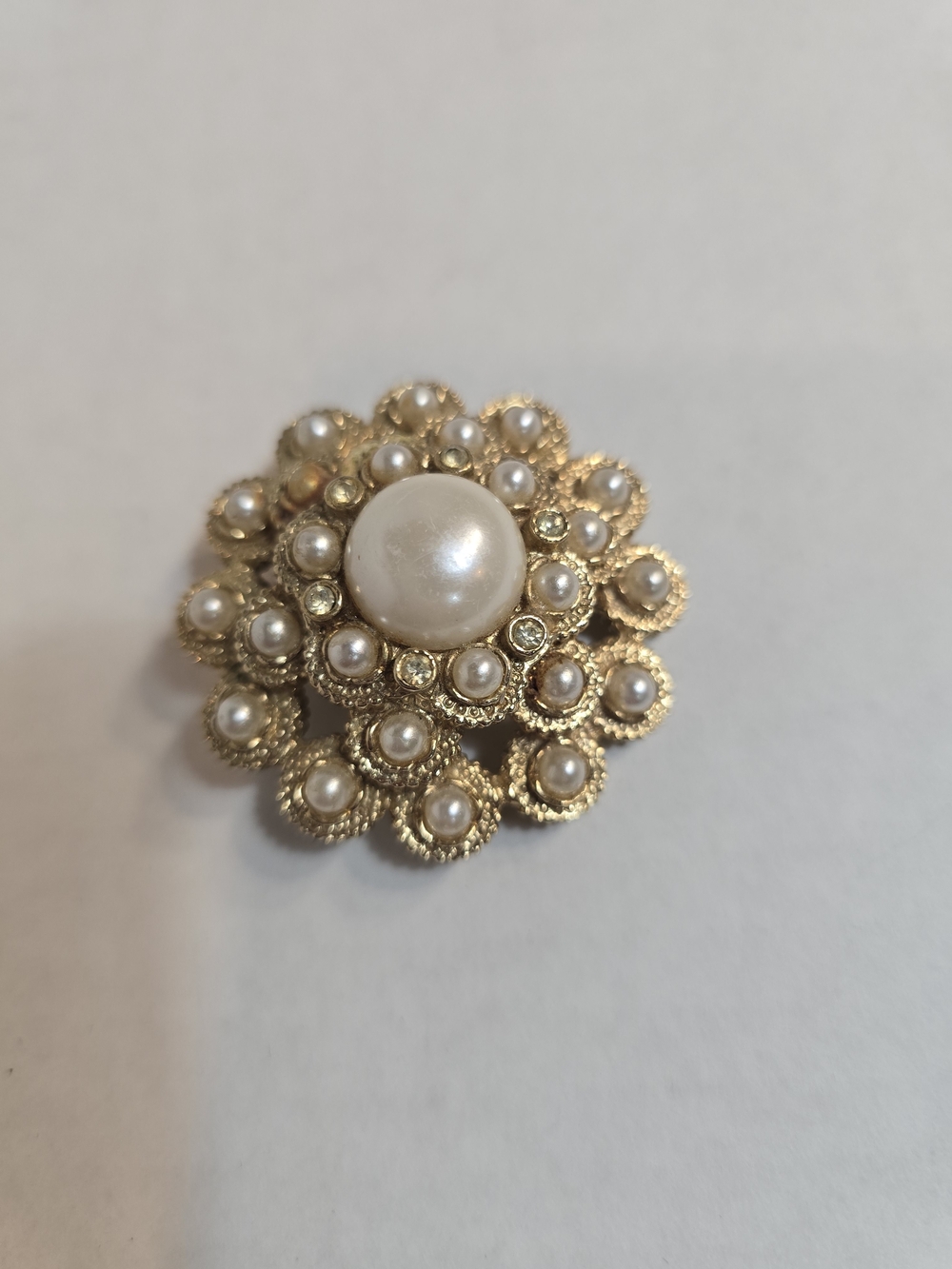 Sarah Coventry Gold and Pearl Floral Cluster Brooch